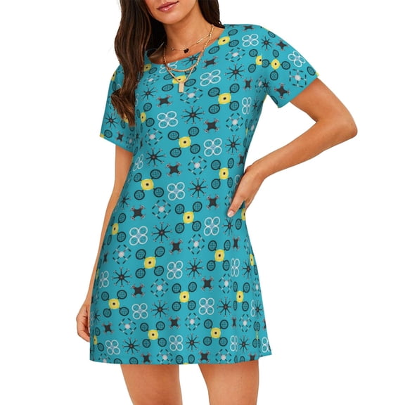 Cotton Nightgowns for Women - Funny Drone Sleep Shirts for Women's Nightgowns & Sleepshirts, Soft Cotton Pajama Dress Shirts for Women, House Dress Sleepwear for Women