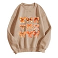 thumbnail image 2 of Cavosen Thanksgiving Day Fall Sweatshirts for Women Fleece Cute Funny Happy Knot Print Loose Orange Sweatshirts Long Sleeve Round Neck Pullover Shirts Festival Winter Clothes, 2 of 3