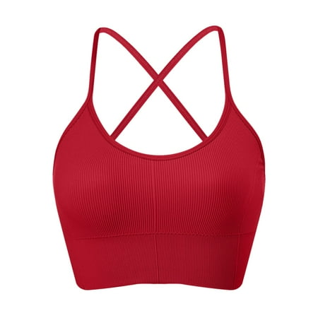 

Felwors Women s Underwire Bra Comfortable Slim Strap Fit Back Sports Quick Drying And Shockproof Large Open Back Yoga Removable Chest Pad Bra