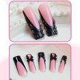 thumbnail image 4 of Uñas postizas IMRAIN largas cuadradas negras con moño, 24 piezas, 4 of 7