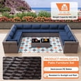 thumbnail image 3 of Gotland Outdoor Patio Furniture Set 14 Pieces Sectional Rattan Sofa Set PE Rattan Wicker Patio Conversation Set with Seat Cushions and Tempered Glass Table,navy blue, 3 of 7