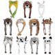 thumbnail image 1 of Adult Kids Winter Cute Plush Animal Character Beanie Hat With Pom Pom Ends Long Straps Funny Stuffed Toy Earflap Cap Cosplay, 1 of 2