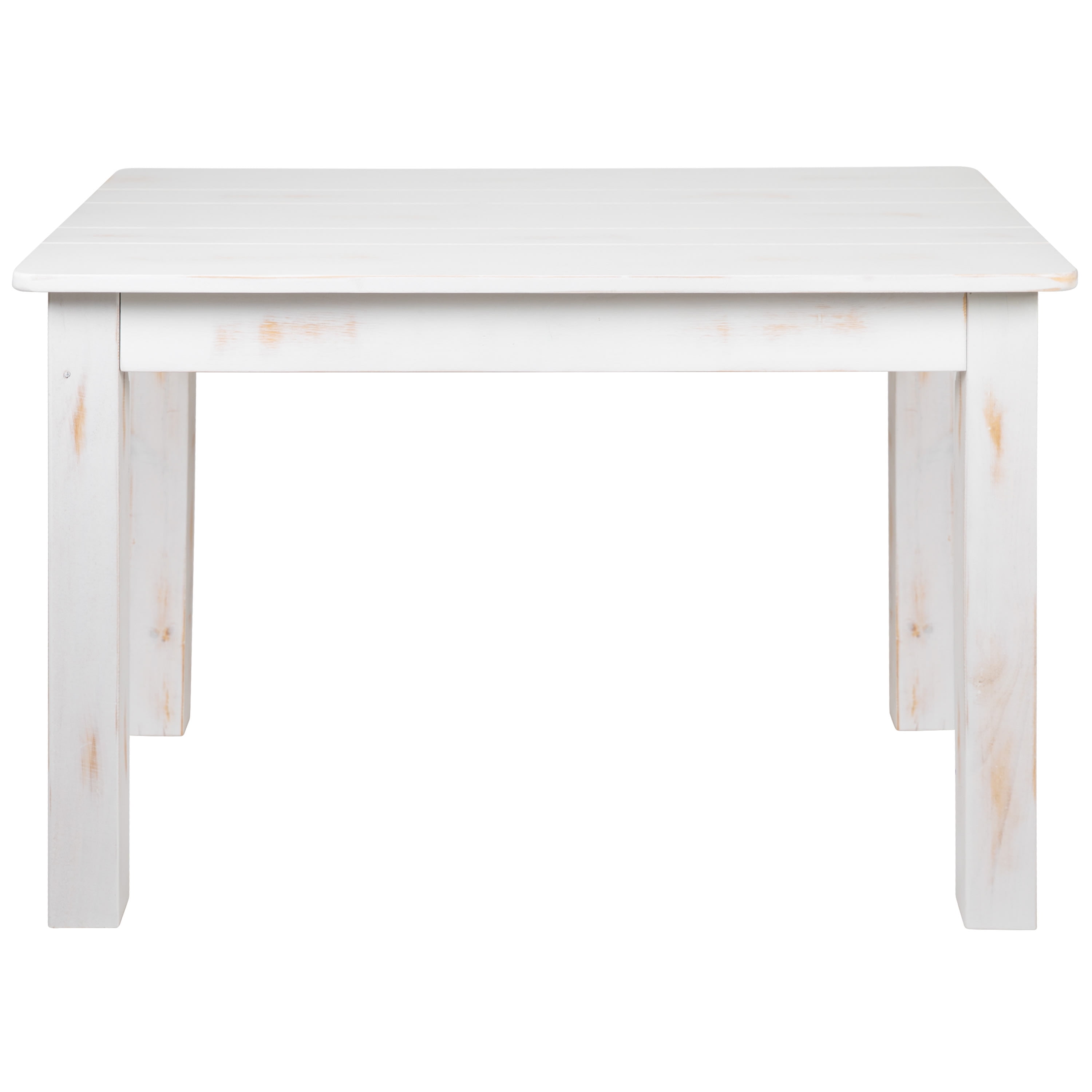 Emma + Oliver 46" x 30" Rectangular Antique Rustic White Solid Pine Farm Dining Table