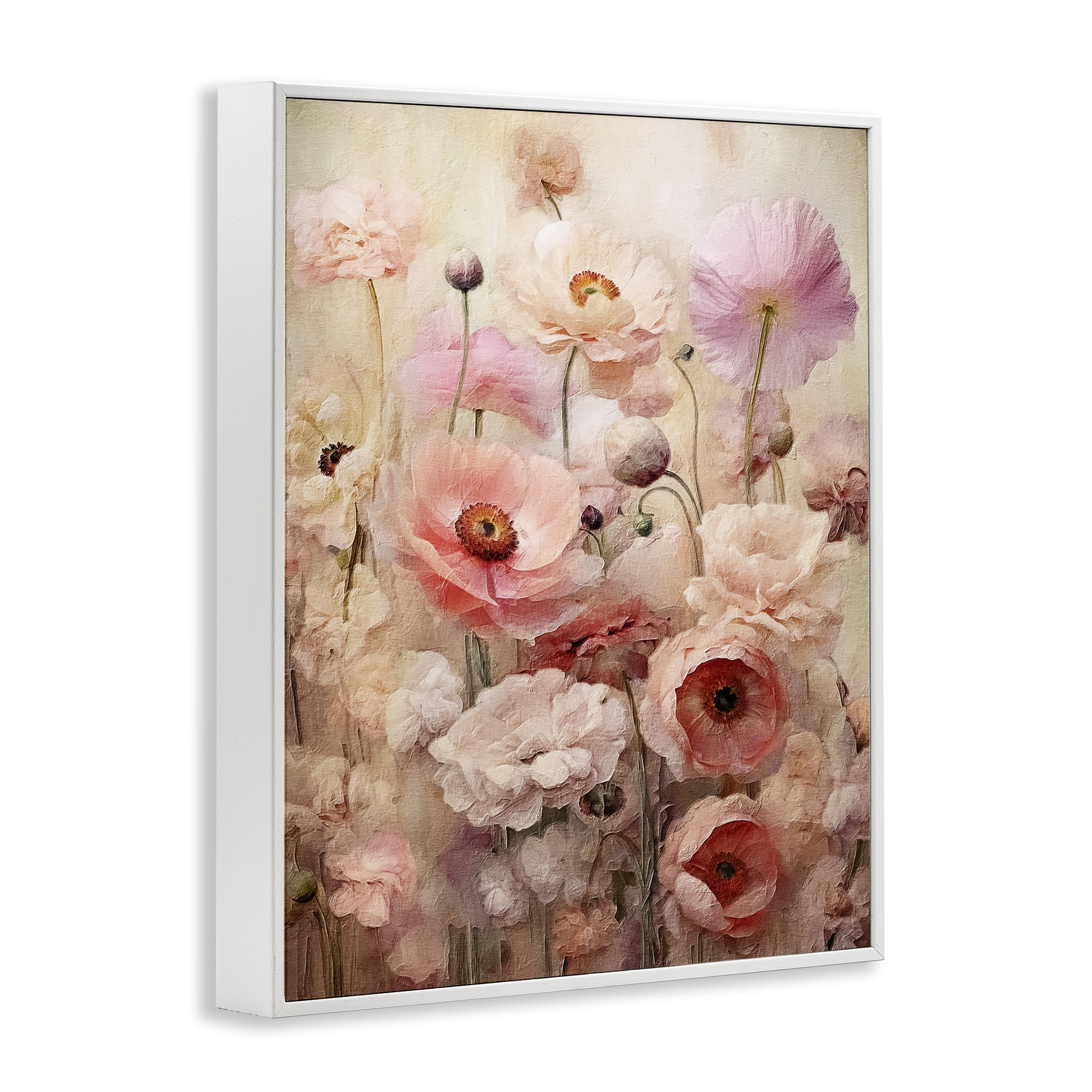 Stupell Industries Pink Flower Garden Botanical & Floral Painting White Framed Art Print Wall Art, 24 x 30