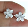 thumbnail image 3 of Hawaiian Jewelry Sterling Silver Hawaii Plumeria Flower Pierced Earring  10mm Diameter, 3 of 3