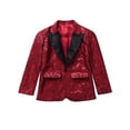 thumbnail image 3 of Manyakai Boy's Shiny Sequins Tuxedo Suit Jacket Party Prom Wedding Blazer Jackets Slim Fit Formal Burgundy 14, 3 of 7