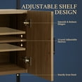 thumbnail image 4 of OAKHAM 5-Shelf Ladder Bookshelf with Rattan Cabinet, Wall Mounted Bookcases with Open Display Shelf, Special Walnut, 4 of 9