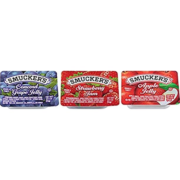 Smuckers Grape Jelly, Apple & Mixed Fruit, 0.5 Ounce (Pack Of 200