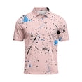 thumbnail image 4 of Golf Shirts for Men Performance Short Sleeve Print Moisture Wicking Polo Shirt Pink 2XL, 4 of 4