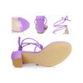 thumbnail image 2 of BLISSFUL STEP Women Lace Up Clear Strap Block Heels Sandals Lavender 10, 2 of 5