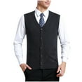 thumbnail image 3 of JUUYY Men's Classic V Neck Wool Blend Sweater Vest Sleeveless Button Buiness Front Knit Cardigan Vest with Pocket Dark Gray XXL, 3 of 4
