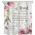 thumbnail image 2 of Christian Shower Curtain 60Wx72H Bible Verse Rustic Farmhouse Pink Flower Scriptures Floral Bath Curtain Fabric Inspirational Quote Motivational Bathroom Decor with 12 Hooks, 2 of 16