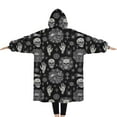 thumbnail image 2 of Oversized Wearable Blanket Hoodie,Black Occult Symbol Pattern Sherpa Blanket Hoodie with Super Pockets,Super Warm Fuzzy Pullover for Women & Men, 2 of 6