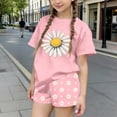 thumbnail image 2 of NAISIBABY Girls Floral Outfit Sets, Graphic Short Sleeve T-Shirt and Elastic Waist Shorts Kids Summer Fashion Clothes Watermelon Red Size 14, 2 of 6