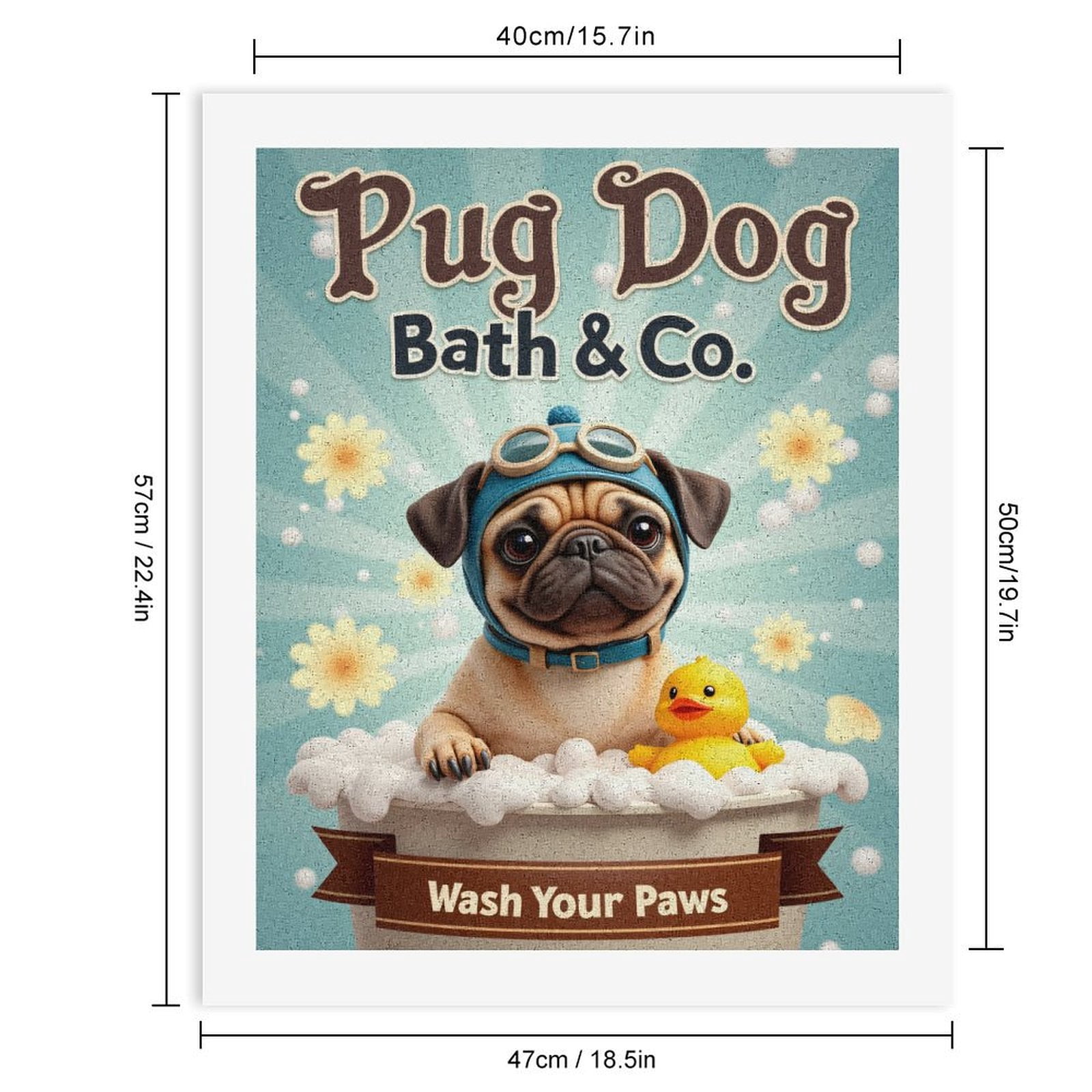 Paint By Numbers Kit for Adults Beginner - DIY Adorable Pug Bath Bubbles Fun Canvas Painting Kits for Adults, Frameless Paint By Number for Adults for Home Wall Decor 16x20 Inch