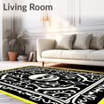 thumbnail image 2 of ODIKA 6'x9' Machine Washable Non-Slip Area Rug, Gothic Bone Motif Doormat featuring Crossbones Halloween High Traffic Rug, Black, 620211, 2 of 7