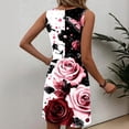 thumbnail image 6 of FDGIU Women's Sleeveless Print Scoop Neck Bodycon Mini Dress, Casual Summer Form-Fitting Short Dress, 6 of 7