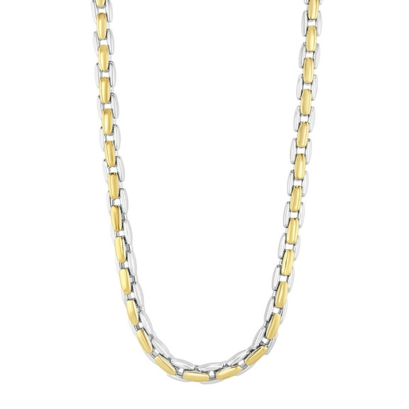 Men's Two-Tone Stainless Steel H-Link Chain, 24" - Brilliance Fine Jewelry