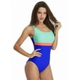 thumbnail image 5 of Lopsie TEMPTATION Women's Athletic One Piece Swimsuits Racing Training Sports Bathing Suit Color Block Swimwear Dark Blue, 5 of 7