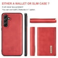 thumbnail image 3 of 2 in 1 Wallet Case for Samsung Galaxy S24 FE, Retro PU Leather Cell Phone Back Cover Magnetic Detachable with Wallet Credit Card Cash Holder Kickstand for Samsung Galaxy S24 FE, Red, 3 of 10