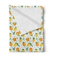thumbnail image 2 of Citrus Soft Flannel Fleece Throw Blanket, Lemons and Oranges Leaves and Flowers Summer Pattern, Cozy Plush for Indoor and Outdoor Use, 50" x 60", Marigold Mustard, by Ambesonne, 2 of 5