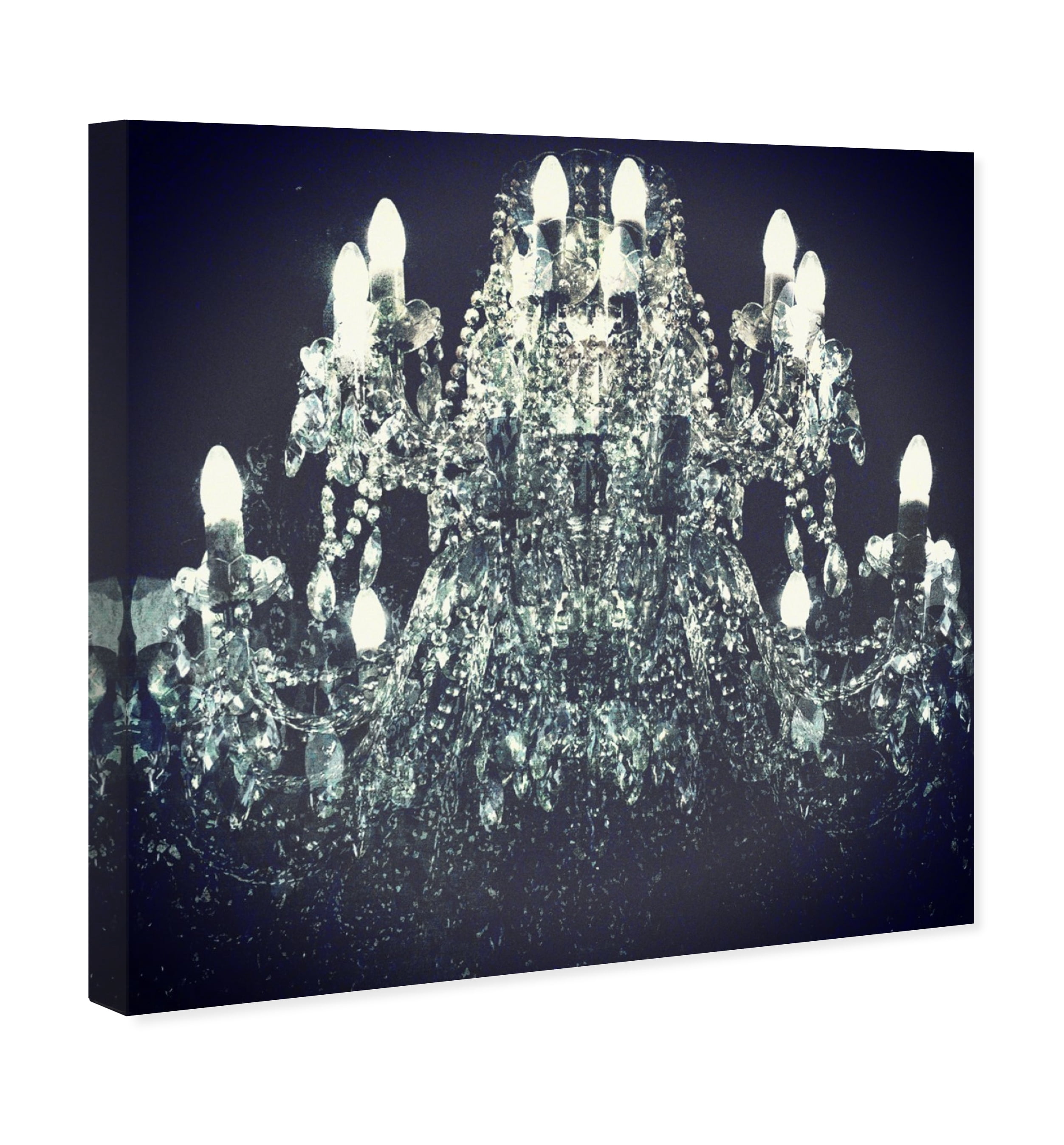 Wynwood Studio Fashion and Glam Contemporary Canvas Art - Black And White Crystal Chandelier, Wall Art for Living Room, Bedroom, and Bathroom, 20 in x 20, Black and White Home Decor