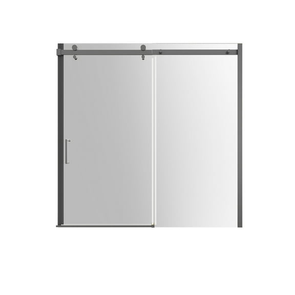 Frameless Shower Door 56-60 in. W x 58 in. H Mod Semi-Frameless Sliding Bathtub Door in Matte Black with 5/16 in. (8mm) Clear Glass,Sliding Shower Door