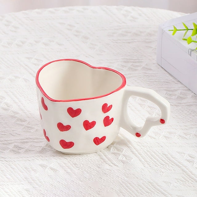 BotaniNest Valentine's Day Heart Shape Ceramic Cup For Coffee Milk Meaningful Cup For Daily Valentine's Day