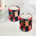 thumbnail image 2 of Yayeee 4 Pack Qtip Holder Bathroom Cotton Swab Canister with Lid Clear Dispenser Set, Red Teal Plaid, 2 of 6
