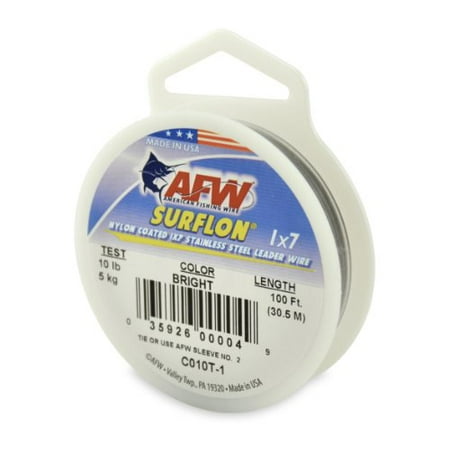 Fishing Wire Leader - American Fishing Wire Surflon Nylon Coated 1x7 Stainless Steel Leader Wire, B...