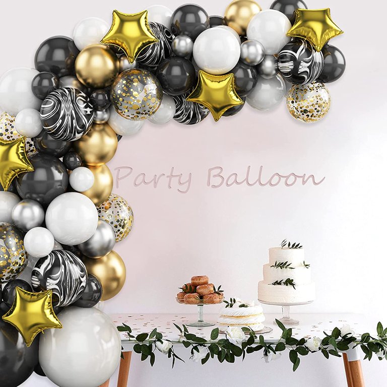 Black, Gold, & Silver Balloon Arch - Balloon Garland Kit