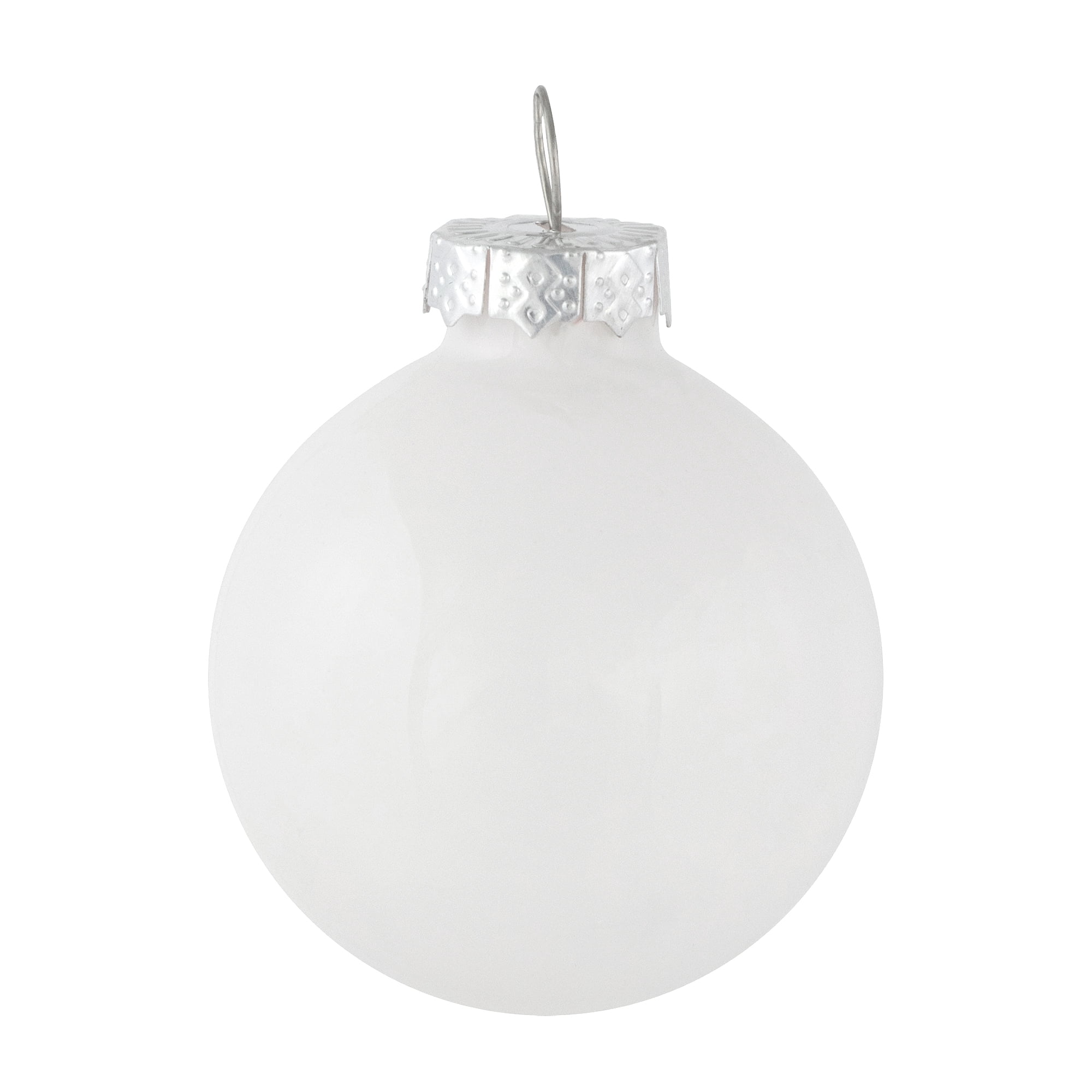 10-Piece Shiny and Matte Silver White Glass Ball Christmas Ornament Set 1.75" (45mm)