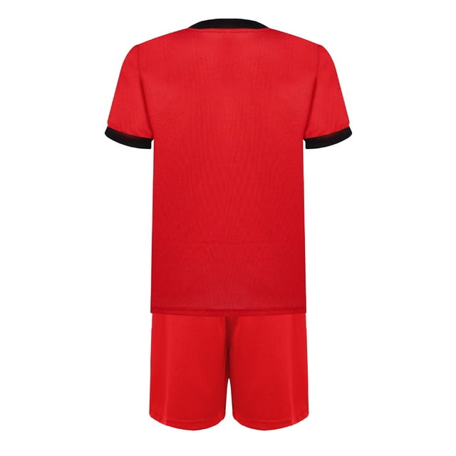 Raenseen Boys Sports Tracksuit Workout Outfits 2Pcs Athletic T-shirts And Shorts Suits for Red 4