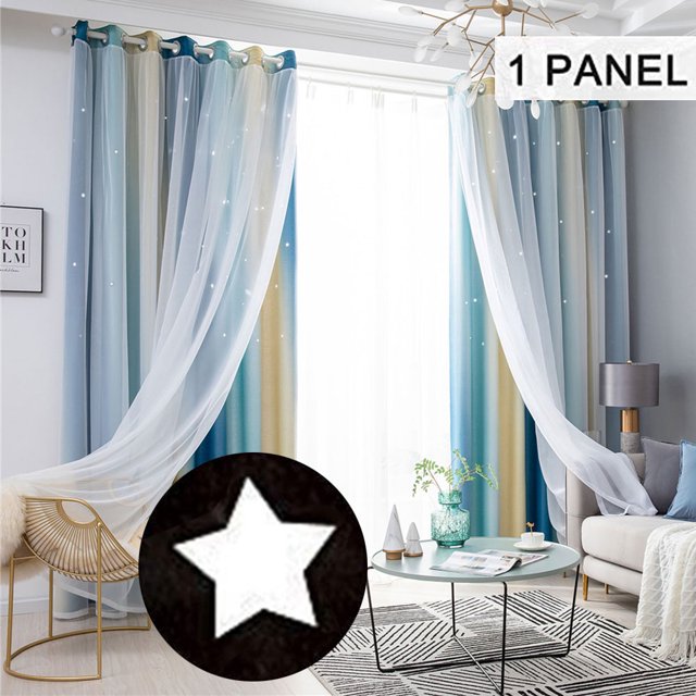 Sexy Dance Blackout Cortina de ventana Ojal Habitación Cortina de oscurecimiento Doble capa Estrella Ahueca hacia fuera Tratamientos de ventana para niños Cortinas de ventana con aislamiento térmico