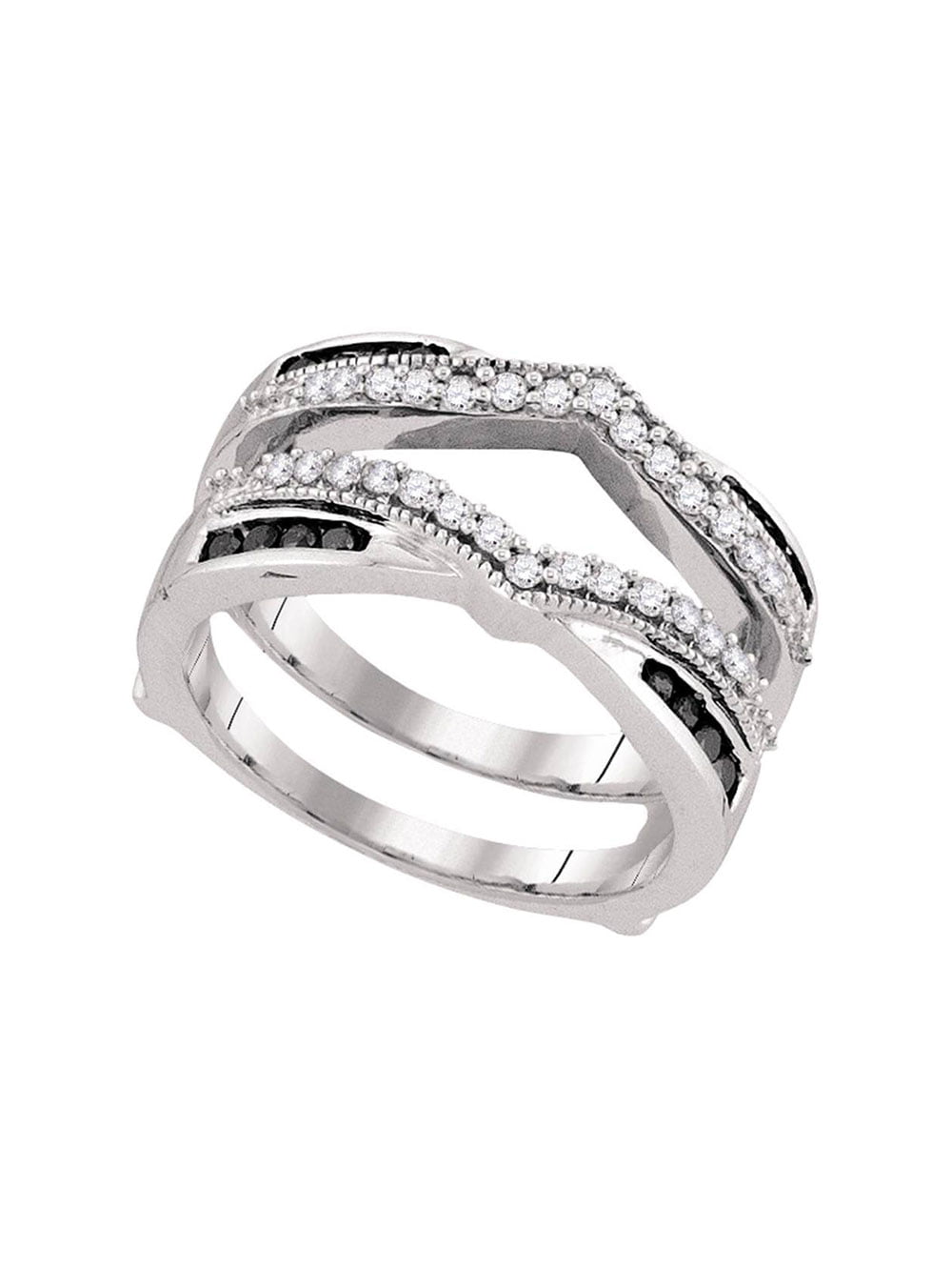 1/2 Ct Black & White Natural Diamond Solitaire Ring Enhancer Wrap 10K Gold IGI 