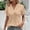 Khaki, variant on Women's V-Neck Short Sleeve Jacquard Blouse, Casual Eyelet Knit Top for Summer