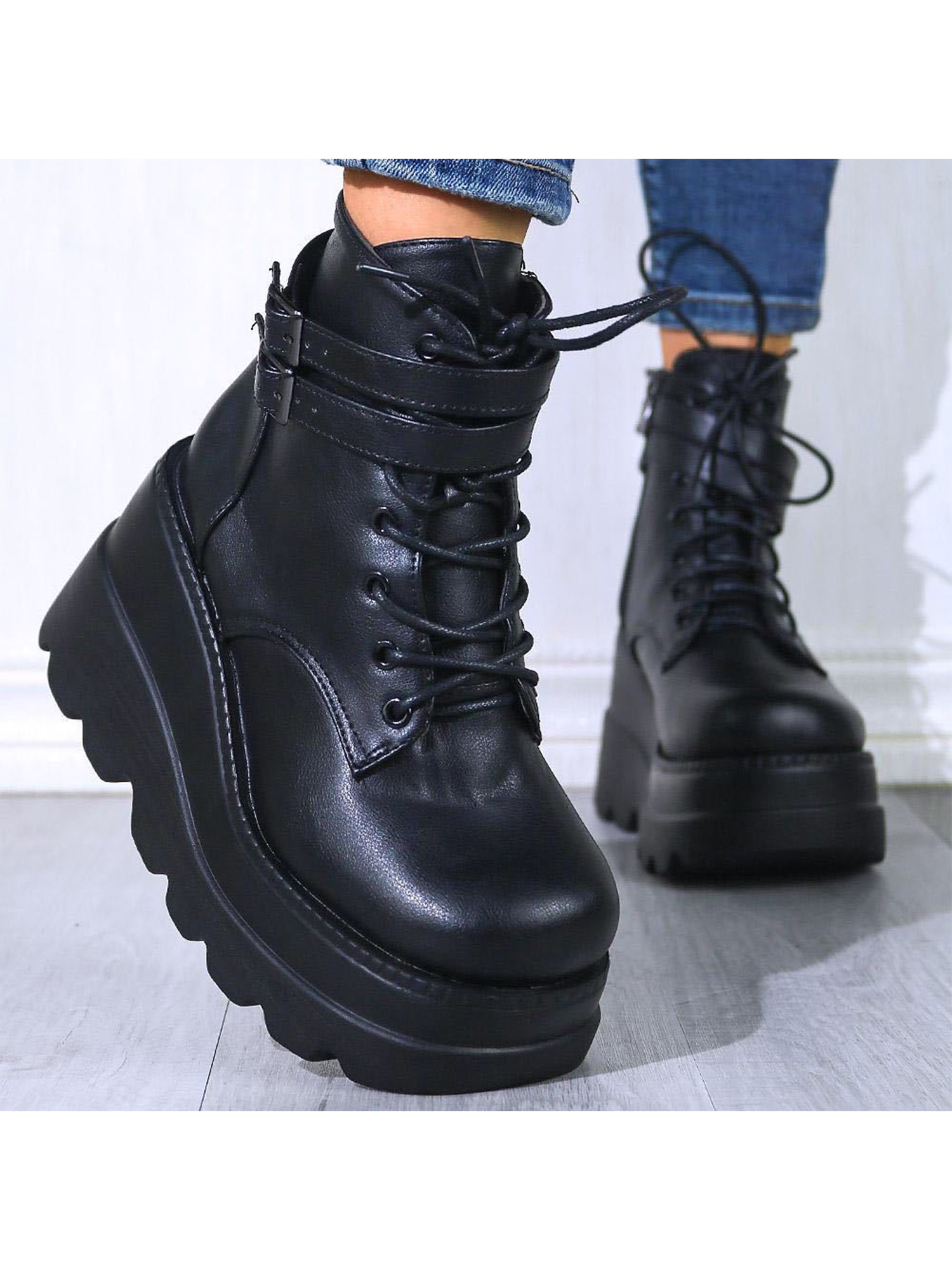 Avamo Womens Shoes Platform Shoes Ankle Boots High Heel Shoes Round Toe Casual Shoes - image 4 of 4