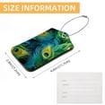thumbnail image 5 of Square PU Leather Luggage Tags, 2 Pack, with Privacy Cover and Stainless Steel Ring - Suitable for Travel, Backpack, Handbag - Bag Tags, Handbag Tags Peacock Feather, 5 of 7