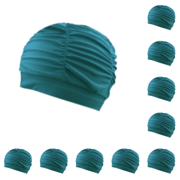 Soidarity Gorro de baño de nailon que se mantiene a la moda y seco, el mejor gorro de baño de tela para mujer, duradero, azul pavo real azul eléctrico 10Conjunto