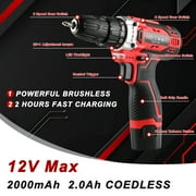 TLGREEN 12V Cordless Drill Tool set - 139 Piece, 2Ah Battery, 2-Speed Adjustable Power & Rapid Charging Magnetic drill, Home Tool Kit for DIY, Repairs, Gift for Father, Husband, Friend, Red