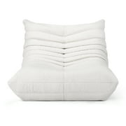 Cottinch Giant Bean Bag Chair Lazy Floor Sofa for Adults, Teens, Memory Foam Sofa Fireside Togo Chair Suede Lounger Couch for Living Room, Bedroom, White