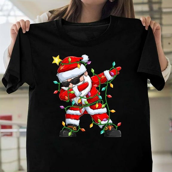 Dabbing St. Nick Claus Funny Christmas Graphic Unisex T-Shirt, Holiday Dance Gift G0525, Up to Size 5XL