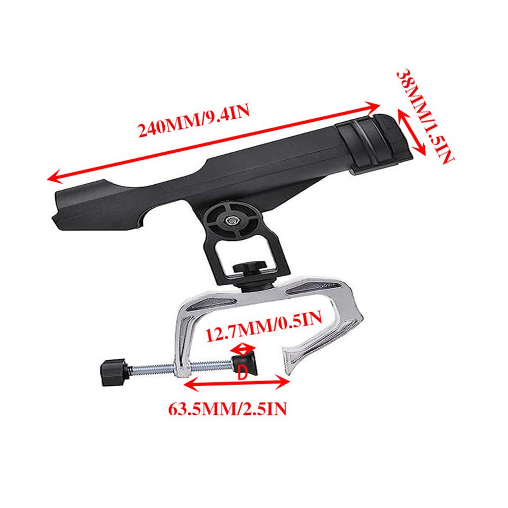 YIWEI Rotatable Kayak Fishing Seat with 360 Degree Swivel Angled Insert Rod Holder for Boat Deck Gunwale Aluminum Alloy Base and Nylon Top Black