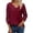 F-211Wine, variant on Ladies T Shirt Solid Color 3/4 Sleeve V Neck Hollow Out Comfortable Elegant Stylish Summer Tee Top For Casual Daily Wear ,Blue,L