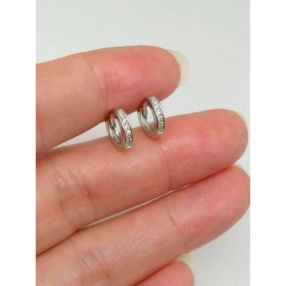 Round Cut White Gold Women Hoop Earrings 14K White Gold Plated