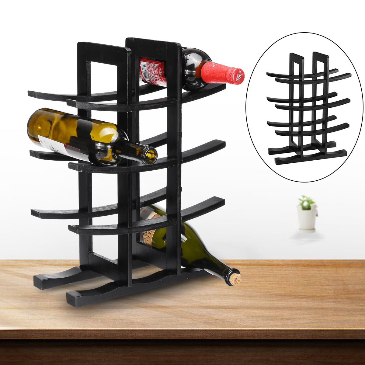 4 Tier 12 Bottle Standing Countertop Wine Rack Holder Storage Bar ...