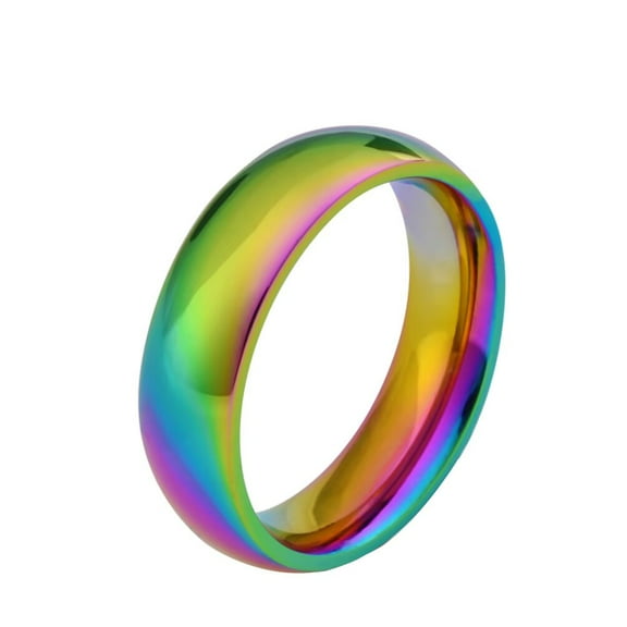 PAURO Men's Stainless Steel Stylish Colorful Iridescent Rainbow Ring Size 07
