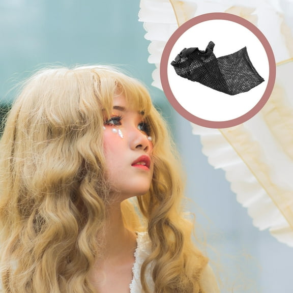 Yardwe 8Pcs High Elastic Mesh Hair Nets Cap for Prevent Breakage and Various Occasions Black Polyester 11.0x3.3in