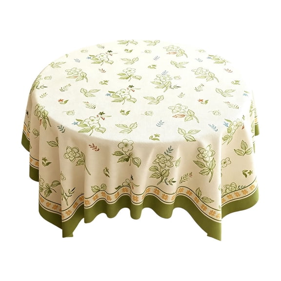 Round Tablecloth, Washable Table Cover, Stain Resistant Polyester Tablecloth for Coffee Table, Dining Table, Living Room, Bedroom