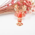 thumbnail image 3 of Pin de con diseño dorado de cangrejo rojo de aleación de zinc con de de 1 pin Zulema broche, 3 of 8